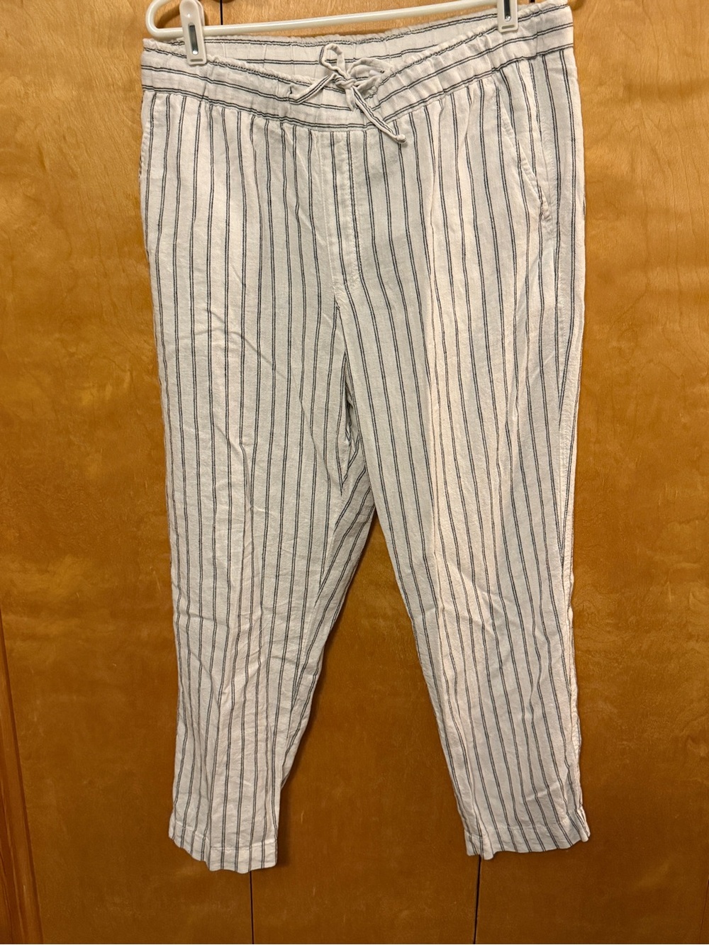 GAP Lined Drawstring Easy Pants - White and Black Striped Size medium
